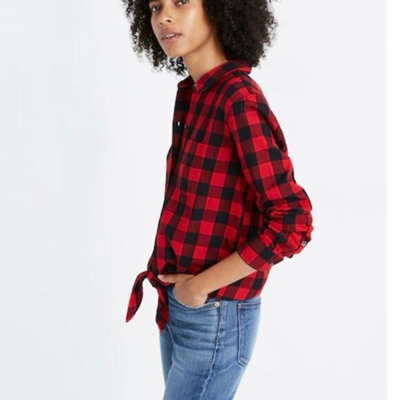 Madewell Flannel Tie-Front Shirt in Buffalo Check - Picture 13 of 13
